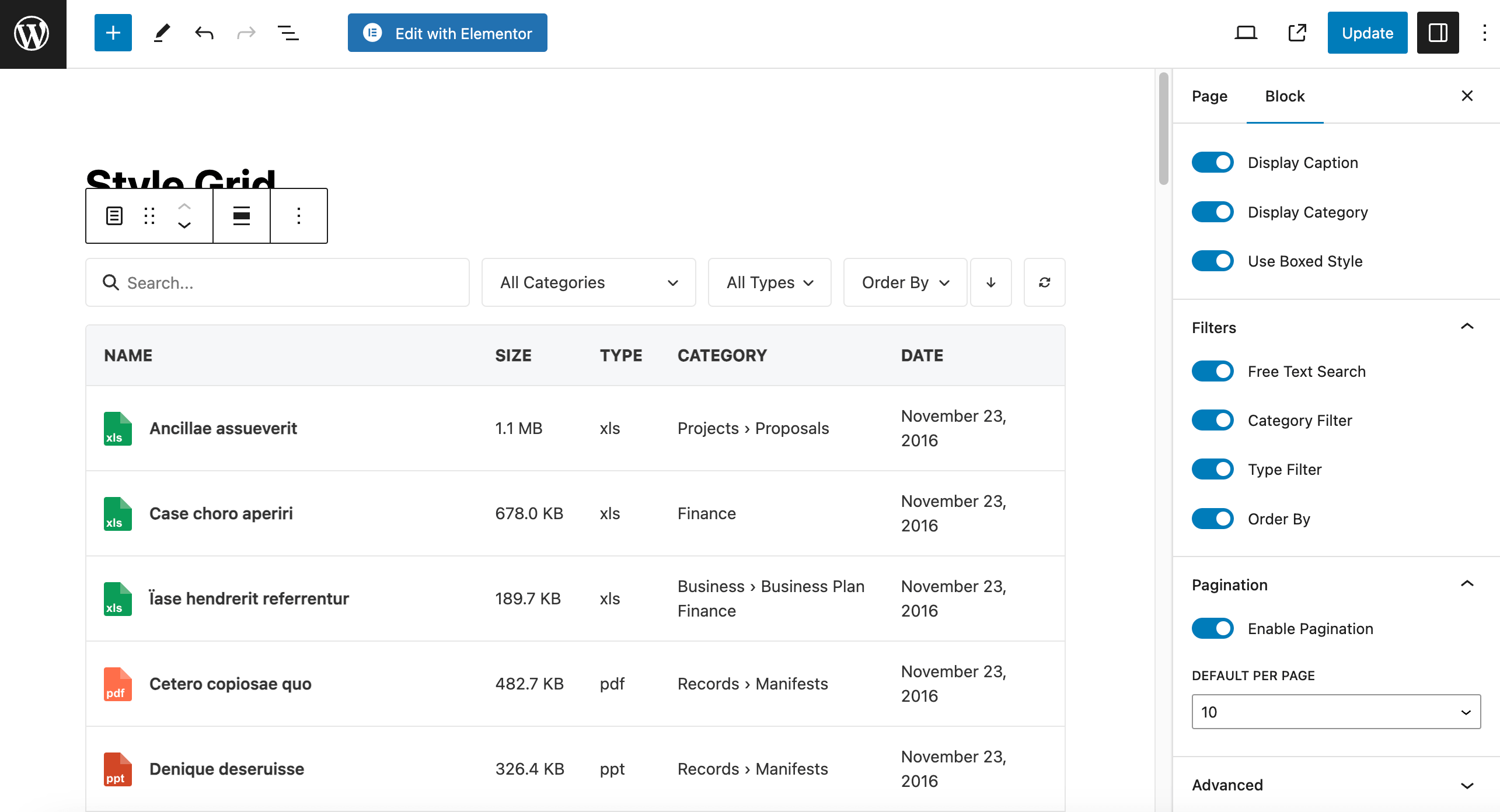 Filter & Pagination